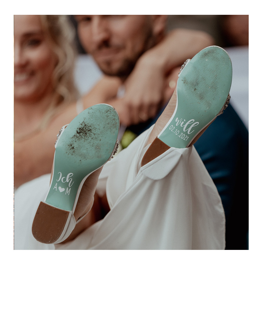 mittelgroßer rotbrauner Hund steht im herbstlichen Wald